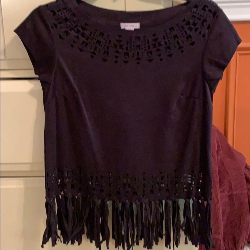Black small suede festive T-shirt